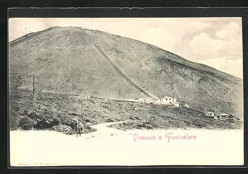 AK Vesuvio e Funicolare, Blick auf die Strecke der Bergbahn