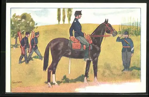 AK Schweizer Soldat in Uniform zu Pferde