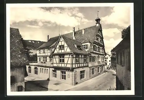 AK Bad Überkingen, Strassenpartie am Bad-Hotel