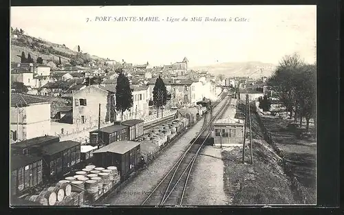 AK Port-Sainte-Marie, Ligne du Midi Bordeaux à Cette