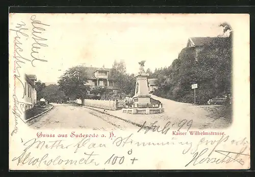 AK Suderode a. H., Kaiser Wilhelmstrasse mit Denkmal