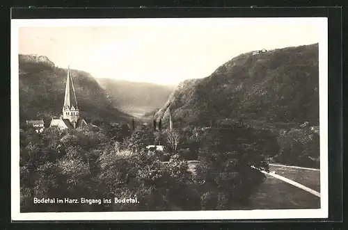 AK Thale /Harz, Eingang ins Bodetal aus der Vogelschau