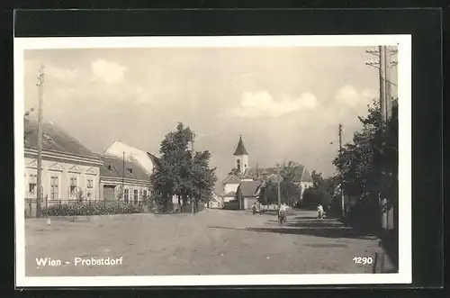 AK Probstdorf, Dorfpartie mit Kirche