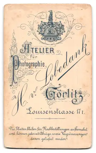 Fotografie H. v. Lobedank, Görlitz, Louisenstr. 17, Portrait Ufz. Uniform mit Orden und Schützenschnur, Säbel Portepee
