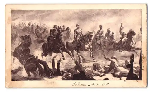 Fotografie unbekannter Fotograf und Ort, vorders. Schlacht um Sedan 1870 /7, rücks. Christusbildnis