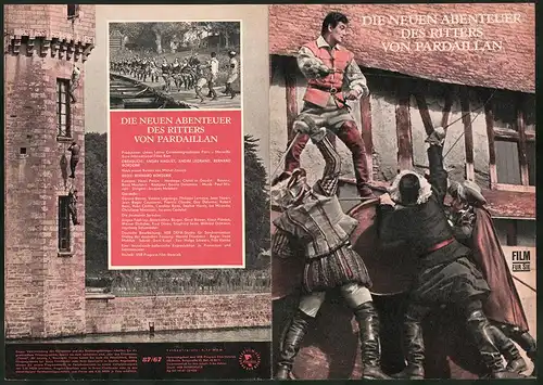 Filmprogramm Film für Sie Nr. 87 /67, Die neuen Abenteuer des Ritters von Pardaillan, Gérard Barray, Regie: B. Borderie