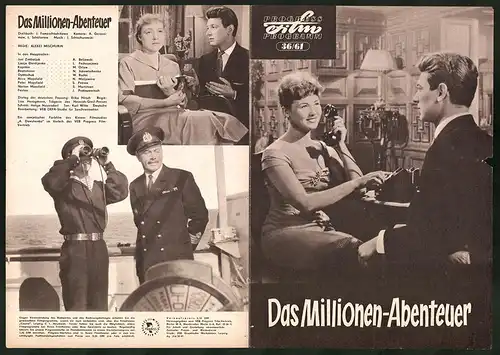 Filmprogramm PFP Nr. 36 /61, Das Millionen-Abenteuer, A. Beljawski, M. Orlow, Regie: Alexej Mischurin