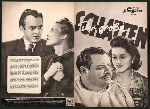 Filmprogramm IFB Nr. 874, Der grosse Schatten, Heinrich George, Will Quadflieg, Regie: Paul Verhoeven