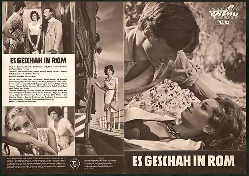 Filmprogramm PFP Nr. 97 /62, Es geschah in Rom, Jean Sorel, Lea Massari, Regie: Mauro Bolognini