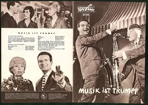 Filmprogramm PFP Nr. 87 /62, Musik ist Trumpf, Hazy Osterwald, Wera Frydtberg, Regie: F. J. Gottlieb