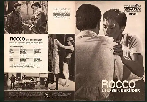 Filmprogramm PFP Nr. 82 /62, Rocco und seine Brüder, Alain Delon, Renato Salvatori, Regie: Luchino Visconti