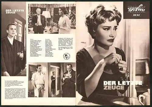 Filmprogramm PFP Nr. 50 /62, Der letzte Zeuge, Martin Held, Hanns Lothar, Regie: Wolfgang Staudte