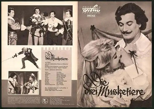 Filmprogramm PFP Nr. 105 /63, Die drei Musketiere, Gérard Barray, Mylène Demongeot, Regie: Bernard Borderie