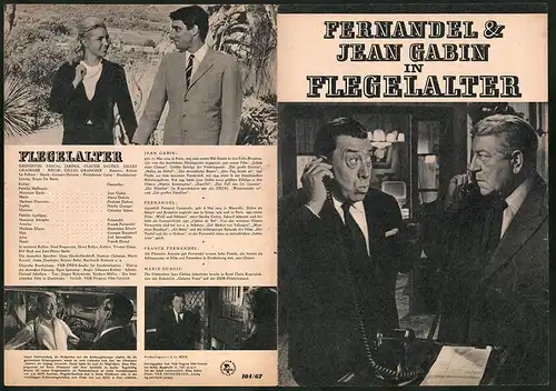 Filmprogramm PFP Nr. 104 /67, Flegelalter, Fernandel, Jean Gabin, Regie: Gilles Grangier