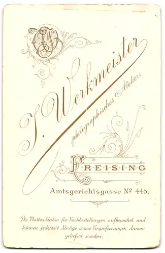Fotografie J. Werkmeister, Freising, Amtsgerichtsgasse 445, Portrait niedliches Kleinkind im weissen Hemd