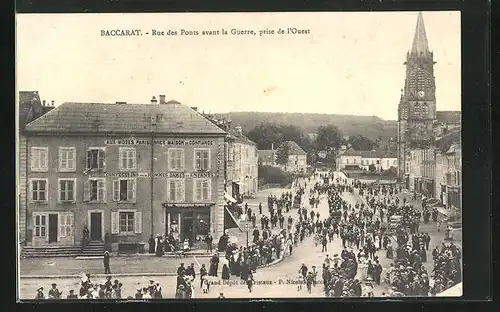 AK Baccarat, Rue des Ponts avant la Guerre, prise de l`Ouest