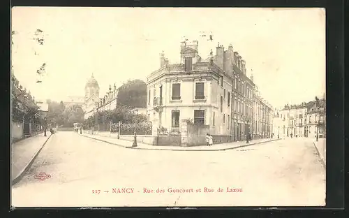 AK Nancy, Rue des Goncourt et Rue de Laxou