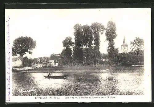 AK Briollay, Une vue du bord de la Sarthe vers l`Église