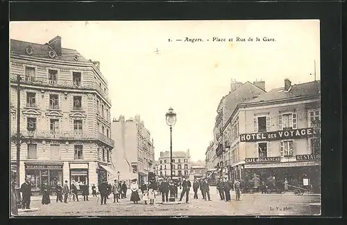 AK Angers, Place et Rue de la Gare