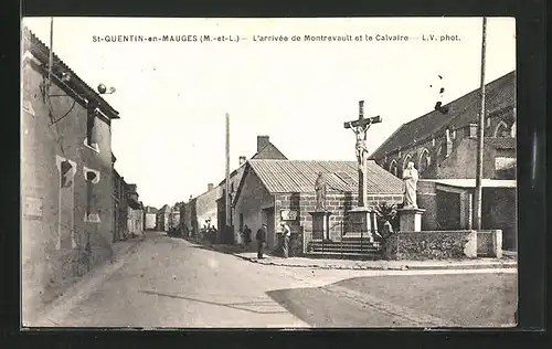 AK St-Quentin-en-Mauges, L`arrivée de Montrevaultet le Calvaire