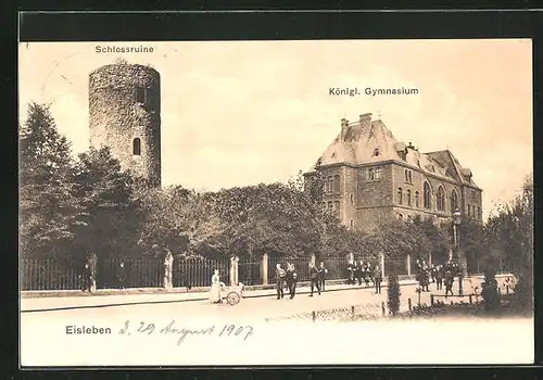 AK Eisleben, Königliches Gymnasium und Schlossruine