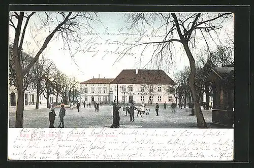 AK Burg, Paradeplatz mit Hotel Roland