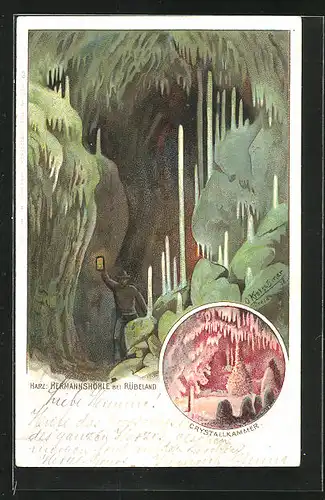 Lithographie Rübeland, Hermanshöhle, Crystallkammer