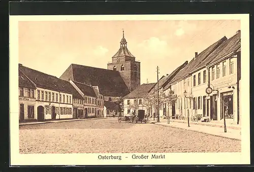 AK Osterburg, Grosser Markt mit Kirche