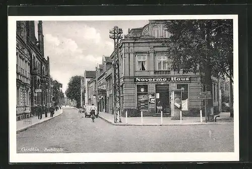 AK Genthin, Poststrasse mit Naverma Haus