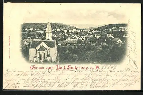 AK Suderode /Harz, Ortsansicht mit Kirche