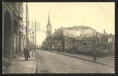 AK Mitau, Katholische Strasse mit Ruine