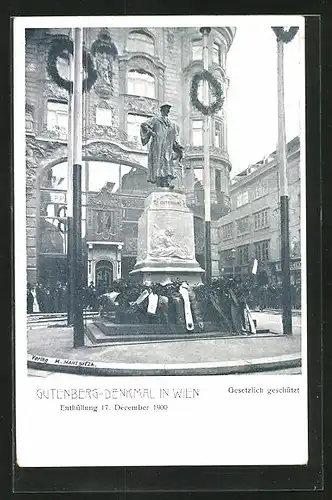 AK Wien, Gutenberg-Denkmal, Enthüllung 17. Dezember 1900