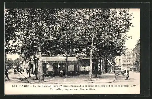 AK Paris, La Place Victor-Hugo, l`Avenue Bugeaud et la Rue de Sontay