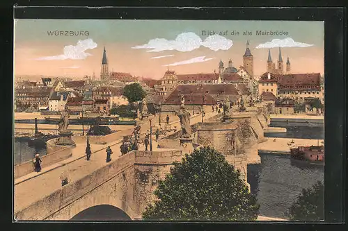 AK Würzburg, Blick auf die alte Mainbrücke