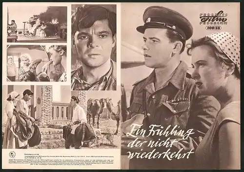 Filmprogramm PFP Nr. 100 /58, Ein Frühling der nicht wiederkehrt, I. Iswizkaja, A. Michailow, Regie: A. Stolper