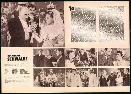 Filmprogramm PFP Nr. 99 /58, Deckname Schwalbe, T. Aljoschina, W. Tschernjak, Regie: Grigori Lipschiz