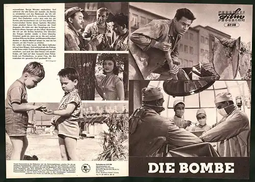 Filmprogramm PFP Nr. 87 /58, Die Bombe, Zdenek Stepanek, Svetla Amortova, Regie: Jaroslav Balik