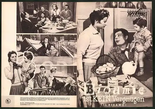 Filmprogramm PFP Nr. 72 /57, Bigamie ist kein Vergnügen, Marcello Mastroianni, Giovanna Ralli, Regie: Luciano Emmer