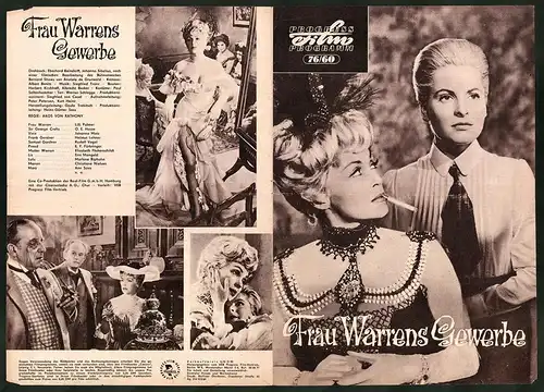 Filmprogramm PFP Nr. 76 /60, Frau Warrens Gewerbe, Lilli Palmer, O. E. Hasse, Regie Akos von Rathony