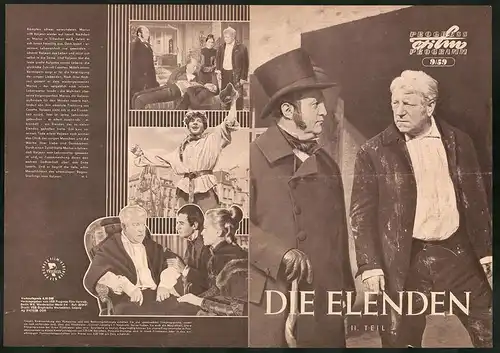 Filmprogramm PFP Nr. 9 /59, Die Elenden, 1. Teil, Jean Gabin, Bernard Blier, Serge Reggiani, Regie Jean-Paul le Chanois