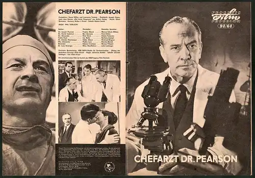 Filmprogramm PFP Nr. 94 /64, Chefarzt Dr. Pearson, Fredric March, Ben Gazzara, Dick Clark, Regie Phil Karlson