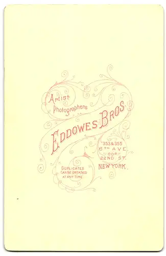 Fotografie Eddowes Bros., New York, 353 & 355 6th Ave. Cor. 22nd St., Hübsche junge Frau in gestreifter Bluse