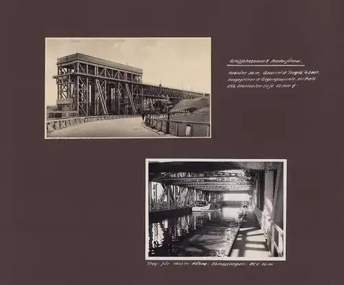 Fotoalbum mit 161 Fotografien Studienreise T.H. Stuttgart 1931, Zechen Kohlebau Brückenbau Schiffshebewerk Kettenbagger