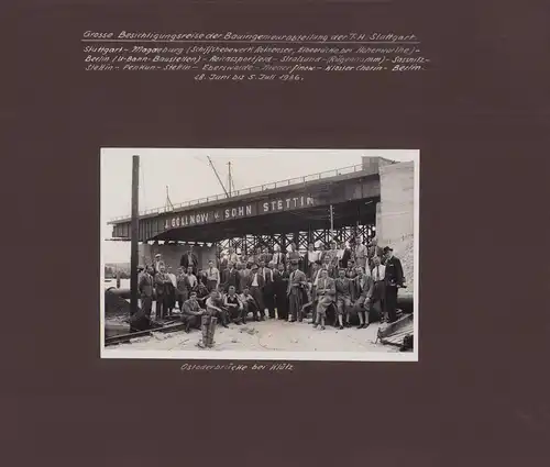 Fotoalbum mit 161 Fotografien Studienreise T.H. Stuttgart 1931, Zechen Kohlebau Brückenbau Schiffshebewerk Kettenbagger