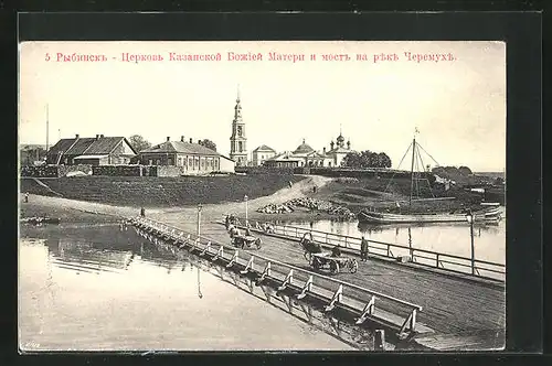 AK Rybinsk, Die Brücke vor der Stadt