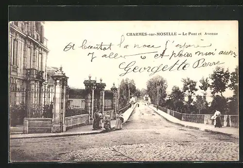 AK Charmes sur Moselle, Le Pont et Avenue