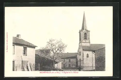 AK Mignèville, L` Eglise et la Mairie