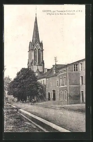 AK Uruffe, L`Eglise et la Rue du Ruisseau