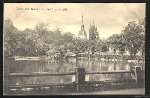 AK Lauchstedt, Teich mit Kirche
