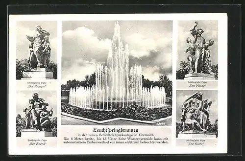 AK Chemnitz, Leuchtspringbrunnen und Schillingsche Figuren